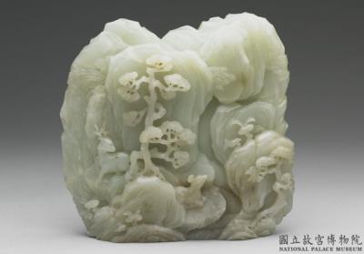 图片[2]-Jade carving in the shape of a mountain with design of scholars listening to a flowing spring, Ch’ing dynasty-China Archive